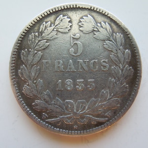 French Coins, 5 Francs, 1833 to 1867, Silver, Louis Philippe, Napoleon, 2nd Rebublic - Sell By The Piece