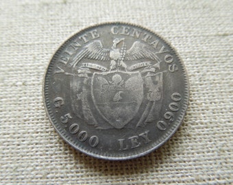 Colombia Coins, 20 Centavos, 1941, 90% Silver - Last One