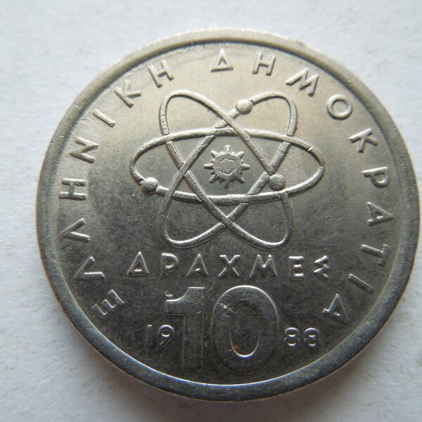 Greece Coins, 10 Drachma, Democritus, Atom Design, 1978 to 1986, Sell By The Piece