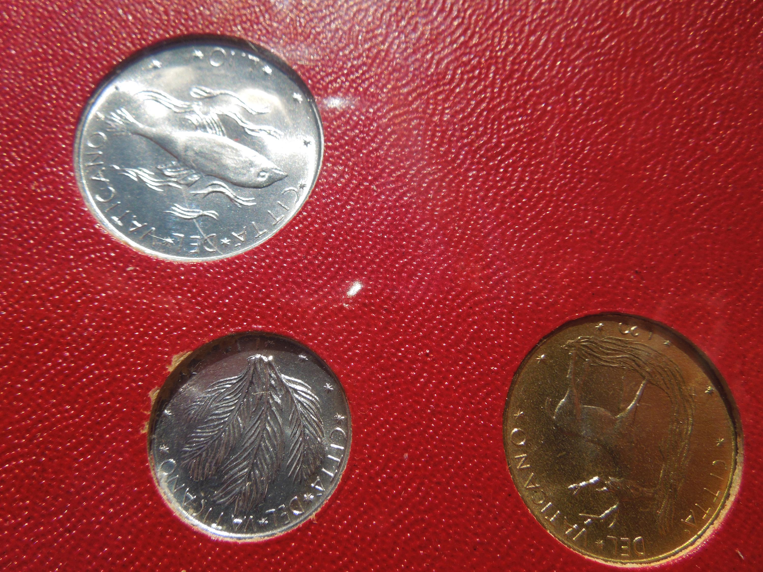 Vatican City Coin Set, 1974, Pope Paul VI, Anno XII, With Silver