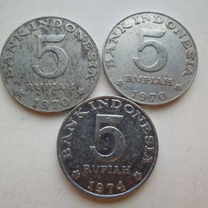Indonesia Coins, 5 Rupiah to 50 Rupiah, 1970 to 1999 - Sell By The Piece