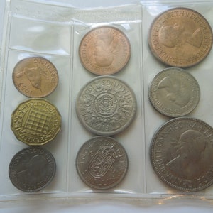 Great Britain 1953 Mint Coin Set, Queen Elizabeth 2nd, 1/2 penny to 1/2 crown
