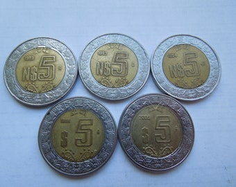 メキシコ硬貨、1ヌエボペソ～10ペソ、1993年～2005年、バイメタル、枚