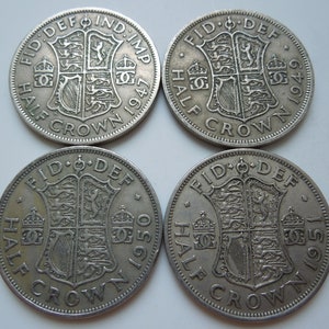 British Half Crown, 1947 to 1967 George 6th Elizabeth 2nd Several Years Available.  Sell By The Piece