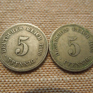 German Empire Coins, 5 Pfennig to 10 Pfennig, 1900 to 1921 - Sell By The Piece