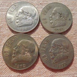 Mexico Coins, 1 Peso, 1976 to 1981, Morelos, Several Years and Varieties Available,  Sell By The Piece