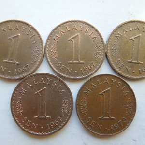 Malaysia Coins, 1 Sen, 1967 to 2005, Several Years Available,  Sell By The Piece