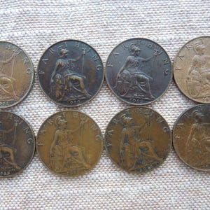 King George 5th Farthing, Quarter Penny, Britannia Type, 1911 to 1936, Sell By The Piece or in Groups