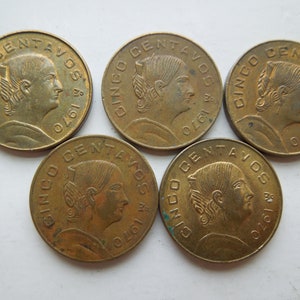 Mexico Coins, 5 Centavos, 1970 to 1974, Sell By The Piece