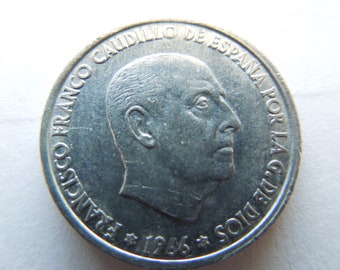 1963年スペイン1ペセタ硬貨 *66、フランシスコ・フランコ1ペセタ