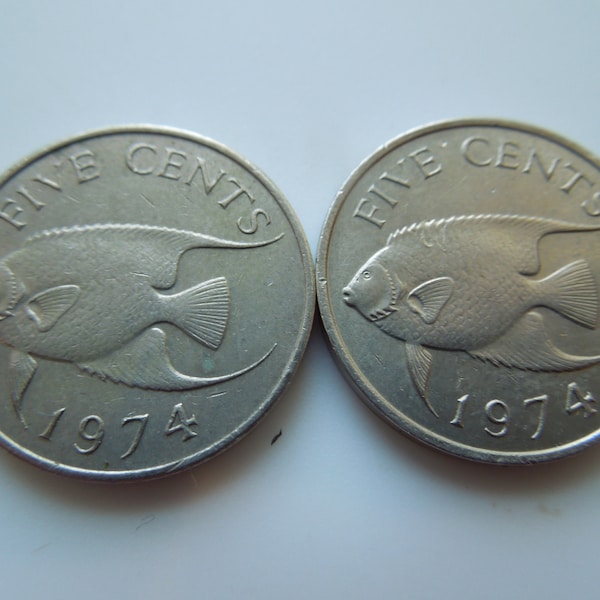 Bermuda Coins, 5 Cents, Angel Fish, 1970 to 1984, Sell By The Piece