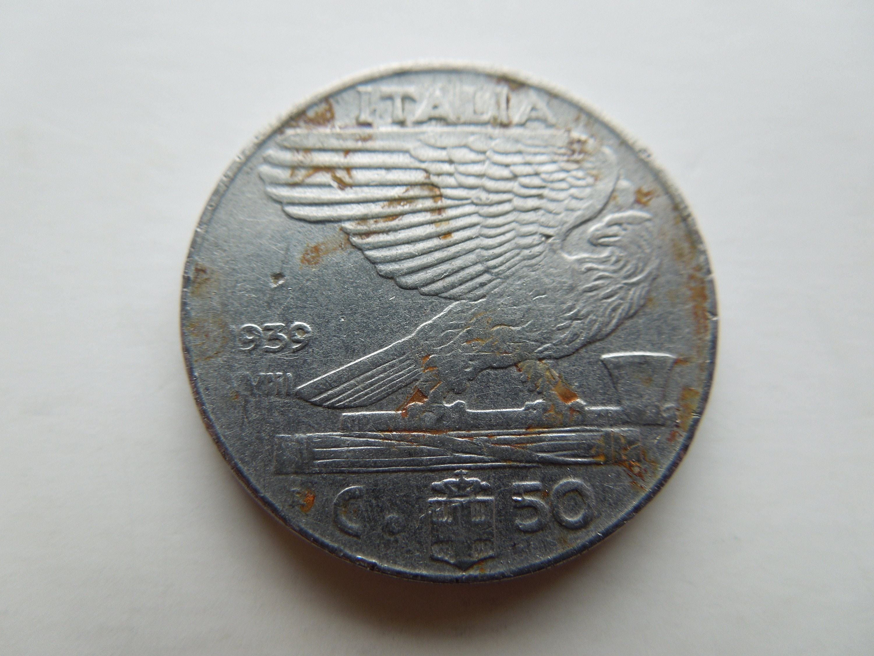 Italian Coins, 50 Centesimi 1939 to 1941, Kingdom of Italy, Sell
