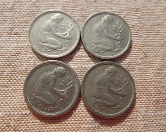 ヴィンテージ 50 ペニヒ ドイツ コイン: 1949 ～ 1950 年、ドイツ