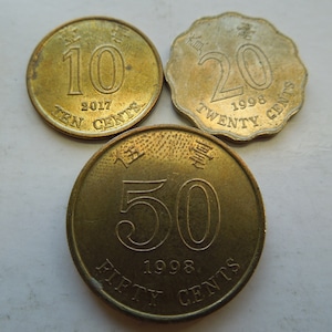 Hong Kong Coins, 10 Cents to 50 Cents, 1993 to 1998 - Sell By The Piece or in Groups