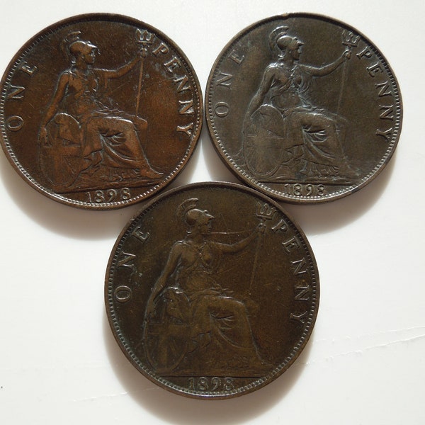 Queen Victoria Penny, 1898 to 1901, British Large Bronze Penny - Sell By The Piece