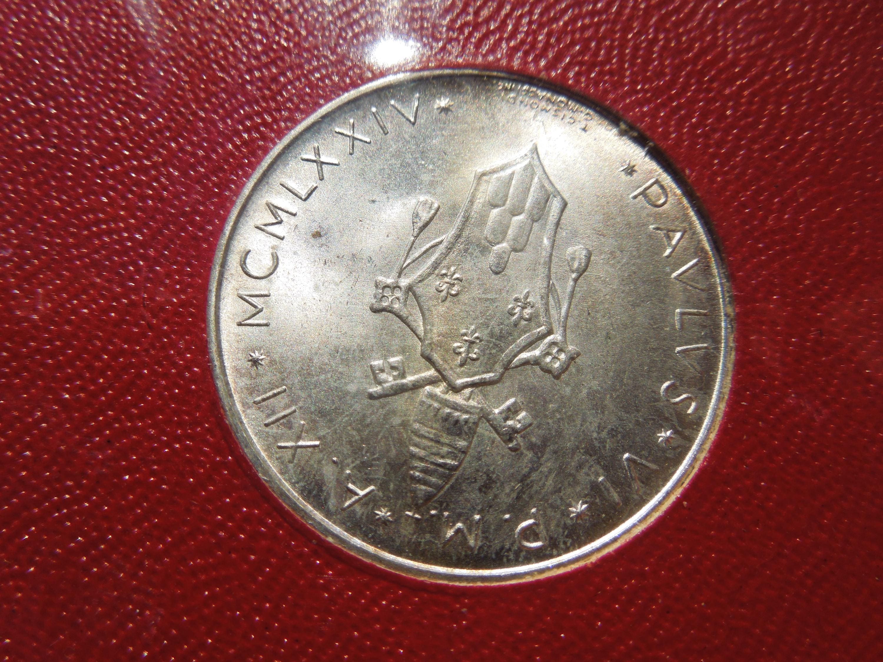 Vatican City Coin Set, 1974, Pope Paul VI, Anno XII, With Silver