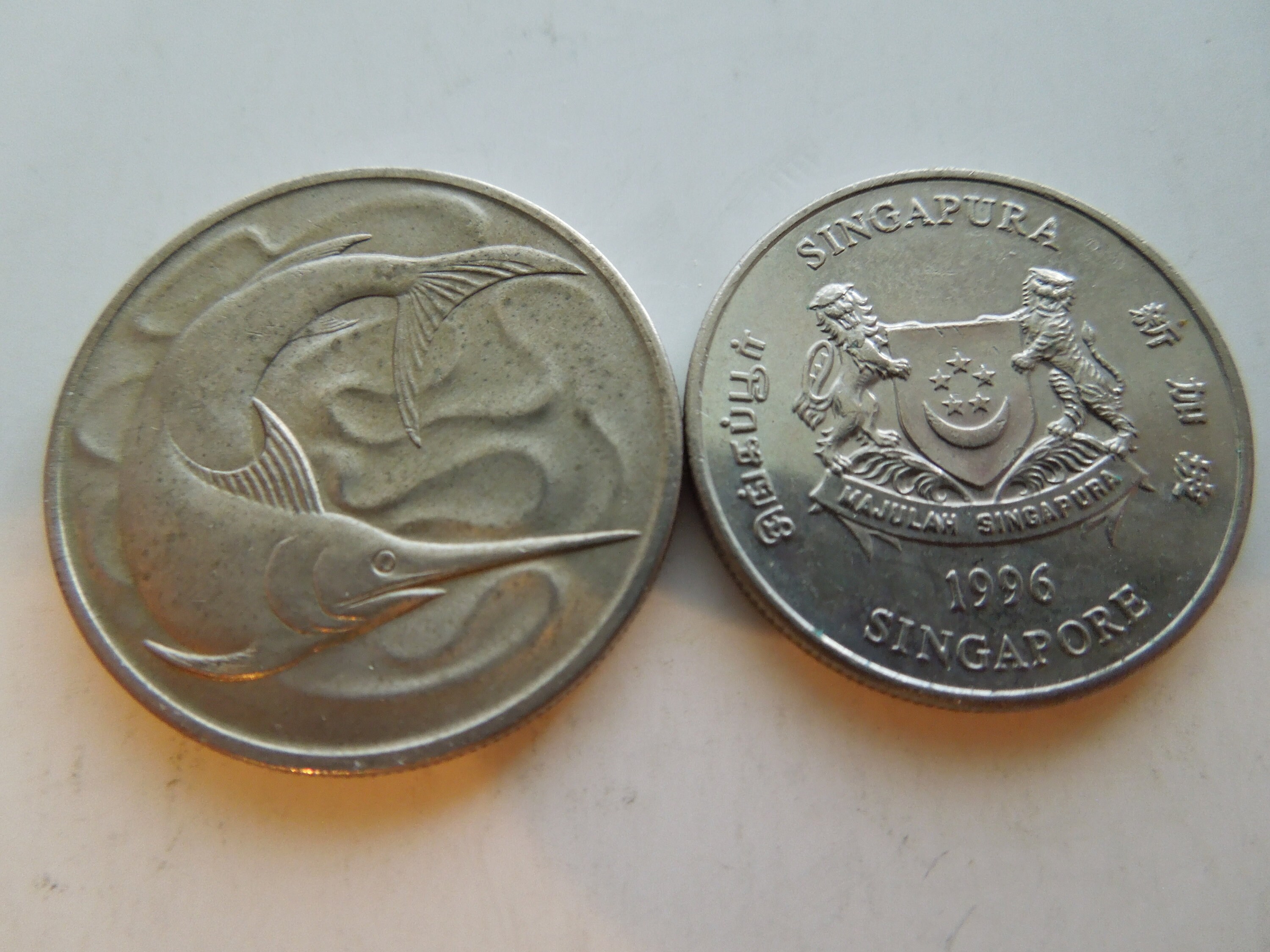 シンガポール硬貨、5セント～50セント、1967年～1996年、複数年、枚