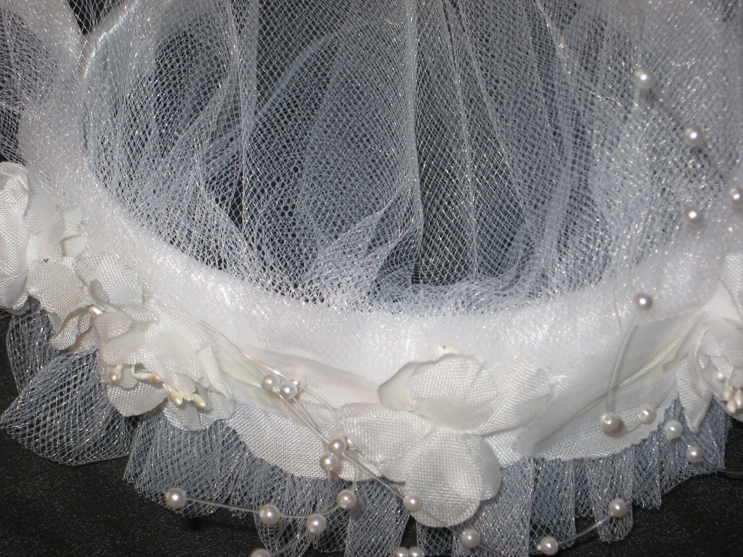 White Tulle Veil For First Communion Junior Bride Or Flower Etsy