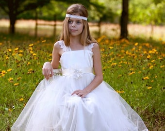 Satin, lace and tulle flower girl or first communion dress....custom made for you.