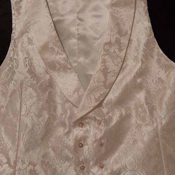 White on white satin damask formal waistcoat.