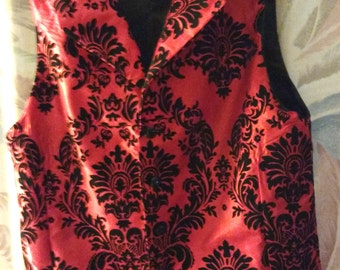Velvet Flocked Damask Print on taffeta vest