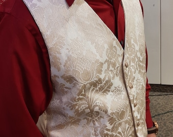 Champagne satin/damask vest with 5 buttons