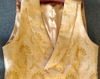 Gold tone on tone jacquard double-breasted formal vest