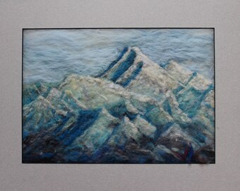 Denali mountain south view  Alaska 11x14" needle felt painting. original art home decor