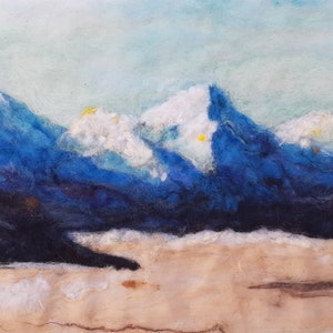 Rocky mountains, colorado mountains, westcliff needle felt painting 12x36 original felt art, home decor No Frame. wool art image 5