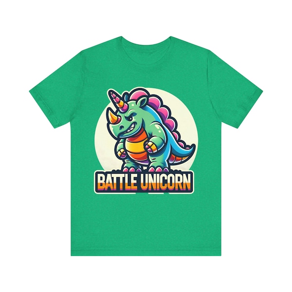 Cute Battle Unicorn Rhinoceros Rhino Monster Funny Goofy Adorable Mascot Unisex Jersey Short Sleeve Tee