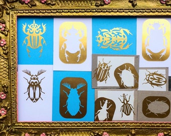 Beetle Stickers (3) - gold or silver