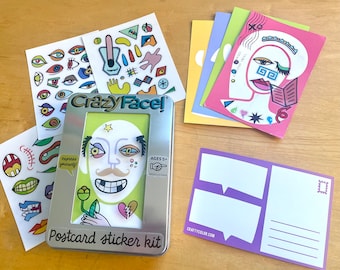 CrazyFace! postcard sticker kit (CUBIST edition)