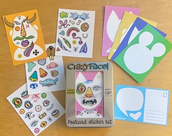 CrazyFace! postcard sticker kit (CREATURE edition)