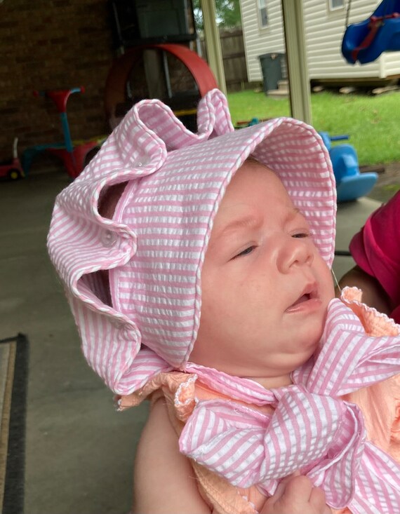 ★ Margarin Fingers★ LILLY STRIPED BONNET (PINK) 329977edeeb94af1e64a3530805e31