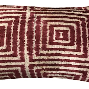 Silk Uzbek Turkish Ikat Velvet Hand Made Pillow Cushion Cover,16"x24"