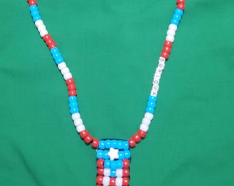 Naszyjnik z koralików z flagą Portoryko i monogramem BORICUA