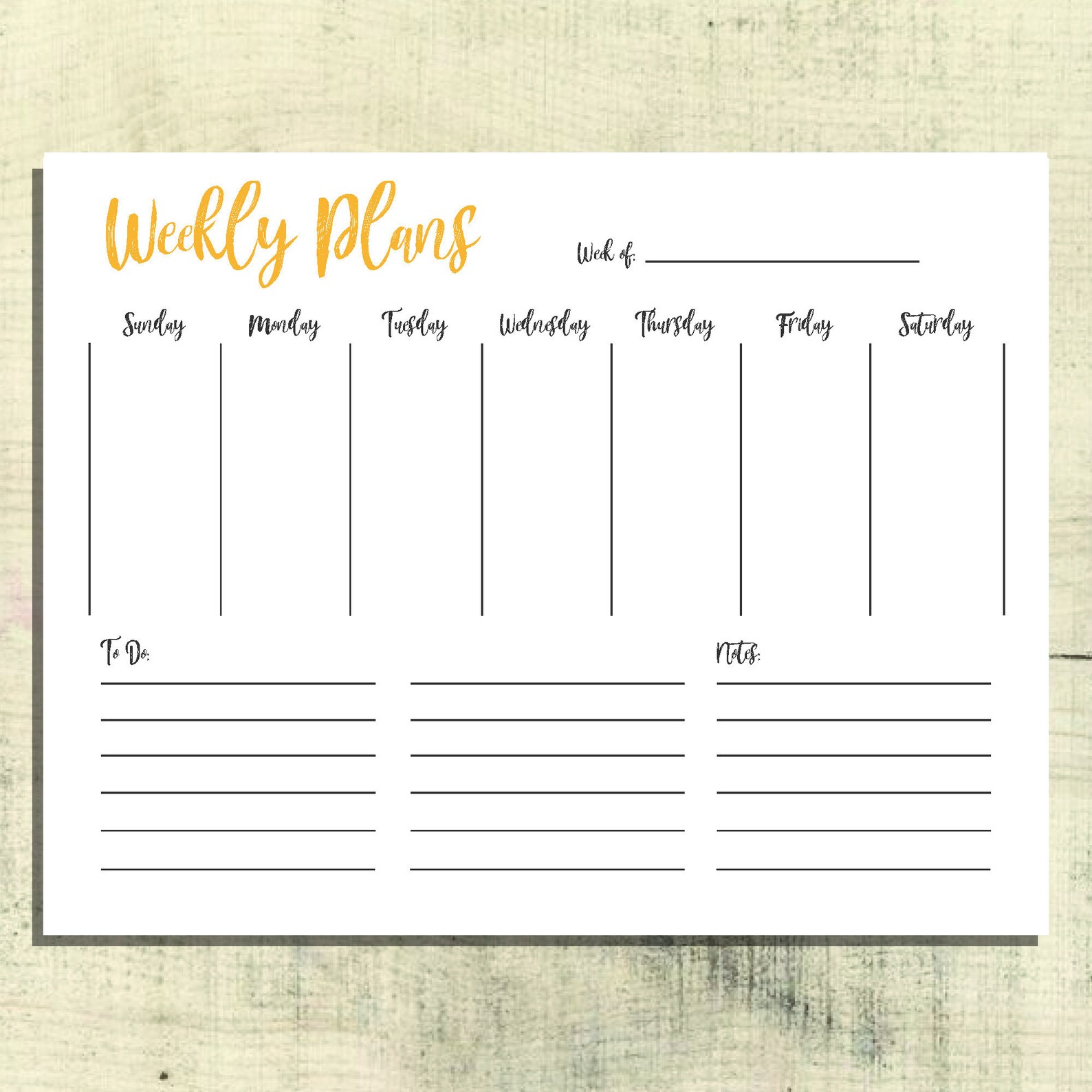 8.5'' X 11 Weekly Planner Printable - Printable Word Searches