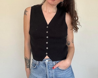 Ribbat linne med knappar framtill i vintage-stil