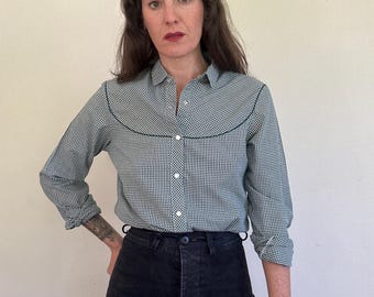 Vintage Levi’s Green Gingham Western Button Down Shirt |