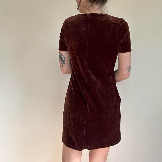 Vintage velveteen mini dress with scoop neck. Siz… - image 3