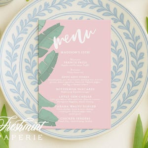 Menukaarten bananenblad - Aangepaste menukaarten - Palmbladmenu - Hotelmenu Beverly Hills - Freshmint Paperie