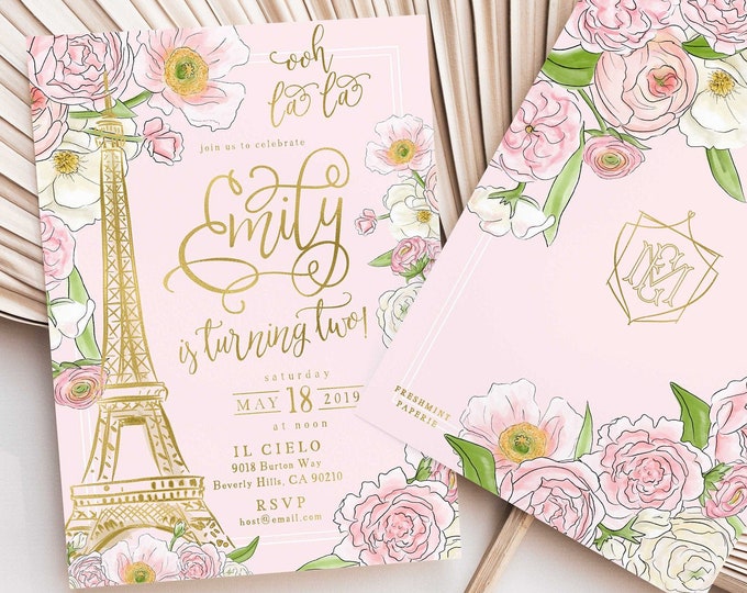 Paris invitations - french invitation - parisian birthday invitation - Parisian invitation - ooh la la invitation - Paris invite