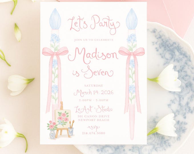 Paint Party Invitation, Art Birthday, Grandmillennial
