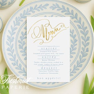 Cartes de menu assorties à n'importe quel modèle d'invitation dans notre boutique - menu calligraphie - joli menu - Freshmint Paperie