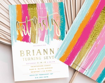 PAINT PARTY Invitation - Art Party Invitation - Painting Invitation - Arts & Crafts invitation - Let's Paint invitation