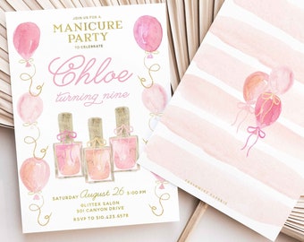 Manicure Birthday Invitation, Manicure Invitation, Spa, Spa Invitation, Mani Pedi invitation, Girls Spa Birthday Invitation, Spa Party