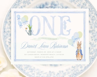 Bunny Birthday Invitation | Watercolor Peter Rabbit
