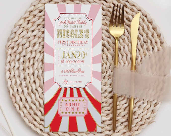 Circus Ticket Invitation: Carnival Birthday Party Invite