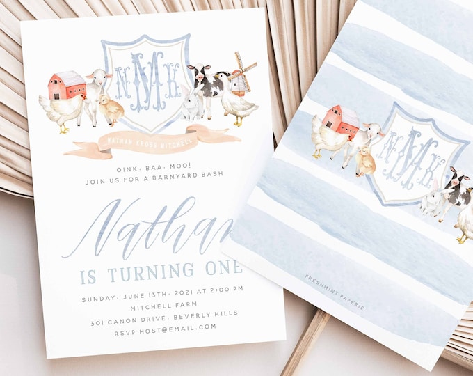 Barnyard invitation - farm invitation - barnyard birthday invitation - kids birthday invitation - Petting Zoo invitation