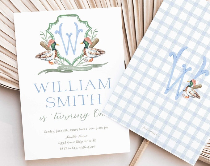 Mallard Duck Birthday Invitation, Baseball Theme
